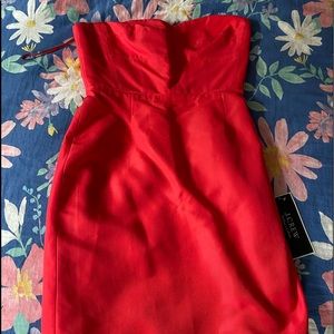 Hot pink Jcrew strapless dress.